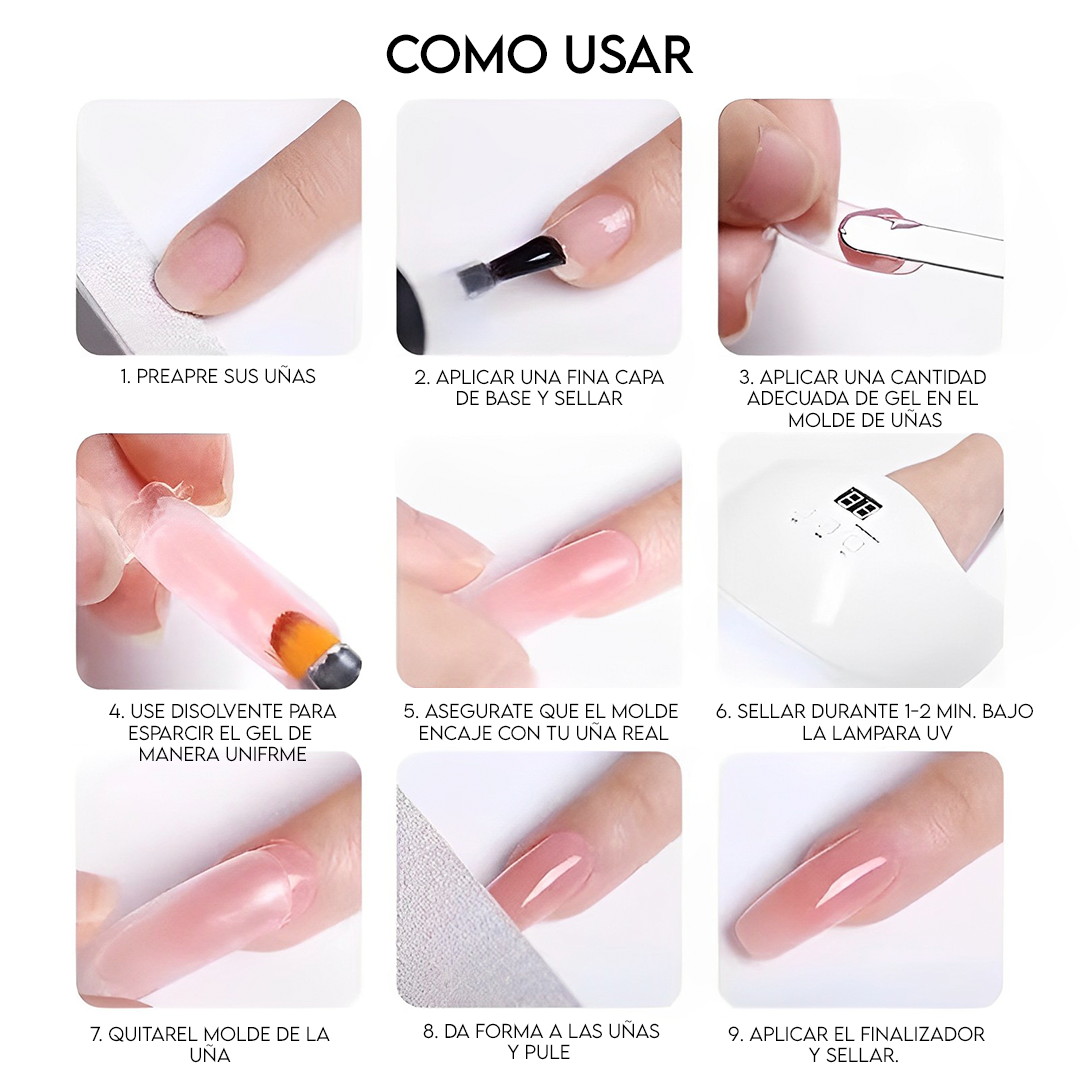 KIT COMPLETO DE LUJO POLYGEL + OBSEQUIO LAMPARA UV